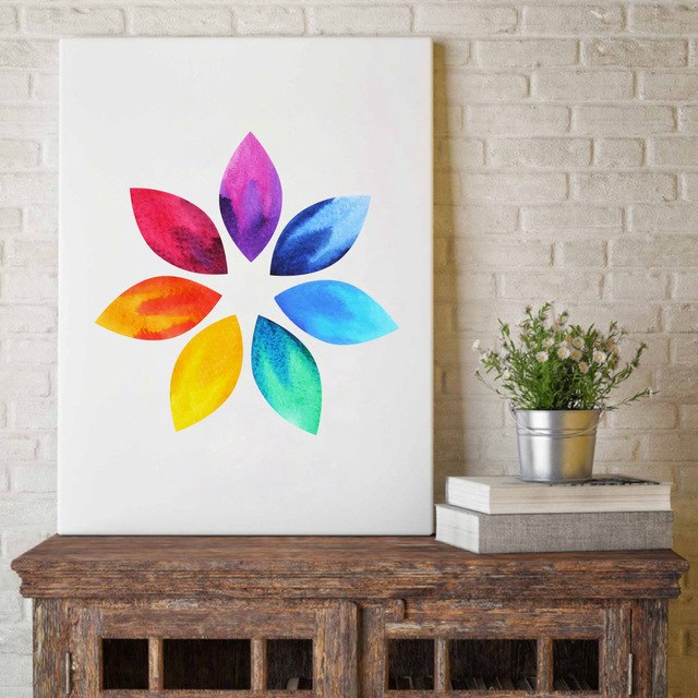Colorful Lotus Flower Yoga Wall Art Print Poster ,