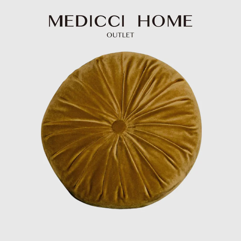 Medicci Home Accent Velvet Circle Floor Cushions Pillow Round Pumpkin Pleated Tatami Cushion Seat Pad For Patio Car Office 38x38