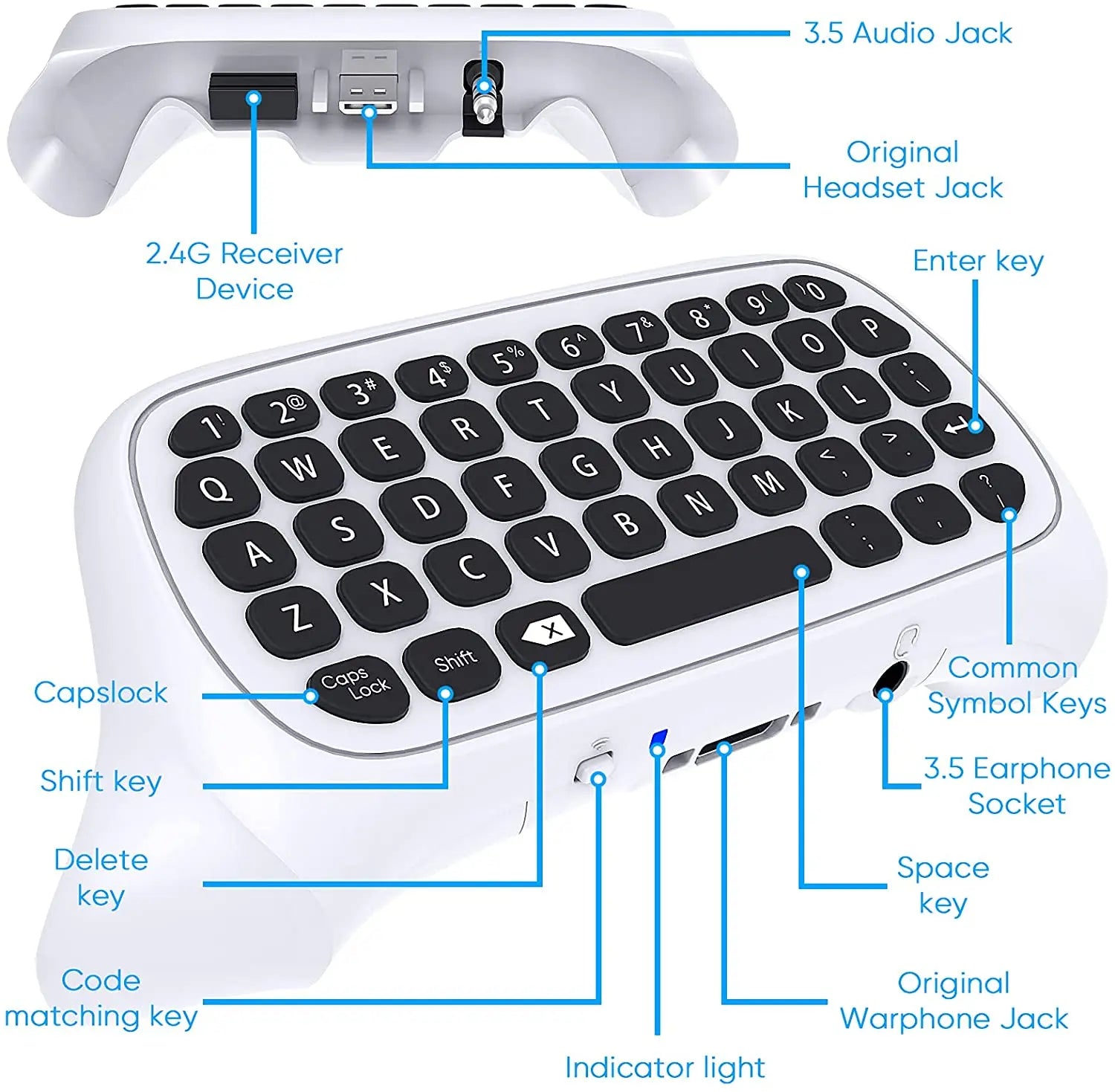 Wireless 2.4Ghz Mini Controller Keyboard Gaming Chatpad with