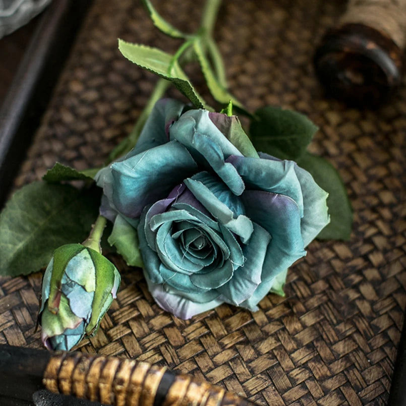 Artificial Flowers Big Silk Roses NEW Beautiful Branch Vase for Home Wedding Decoration Retro Autumn Fake Plants Christmas Decor