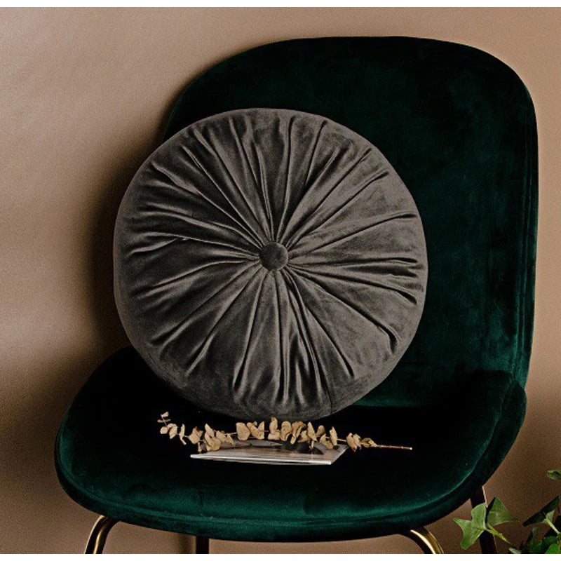 Medicci Home Accent Velvet Circle Floor Cushions Pillow Round Pumpkin Pleated Tatami Cushion Seat Pad For Patio Car Office 38x38