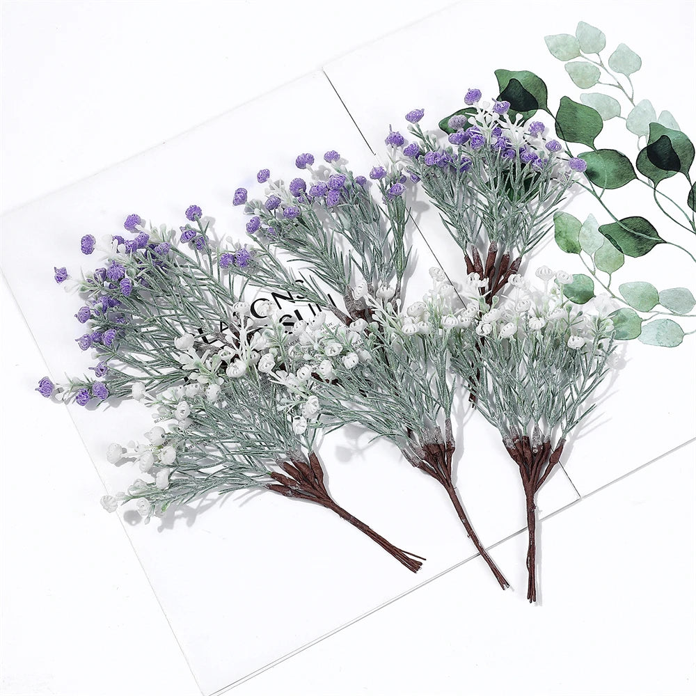 6PCS Artificial Flowers Mini Milan Bouquet Home Decor Plastic Plants