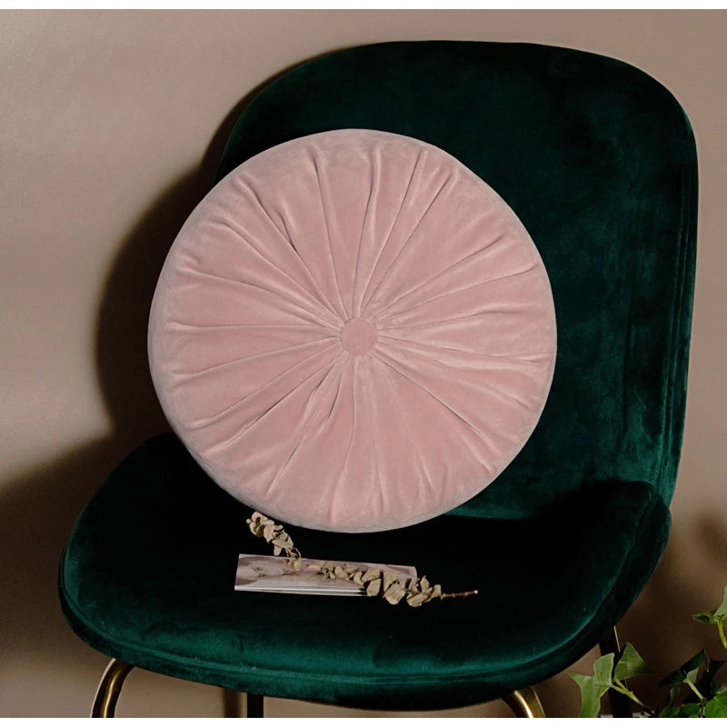 Medicci Home Accent Velvet Circle Floor Cushions Pillow Round Pumpkin Pleated Tatami Cushion Seat Pad For Patio Car Office 38x38