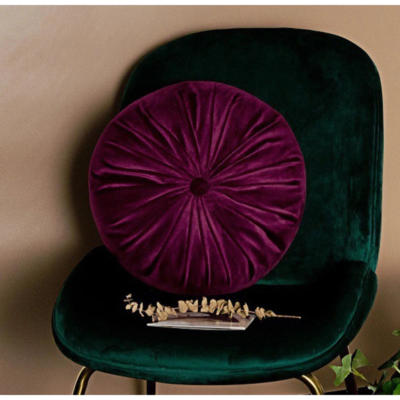 Medicci Home Accent Velvet Circle Floor Cushions Pillow Round Pumpkin Pleated Tatami Cushion Seat Pad For Patio Car Office 38x38