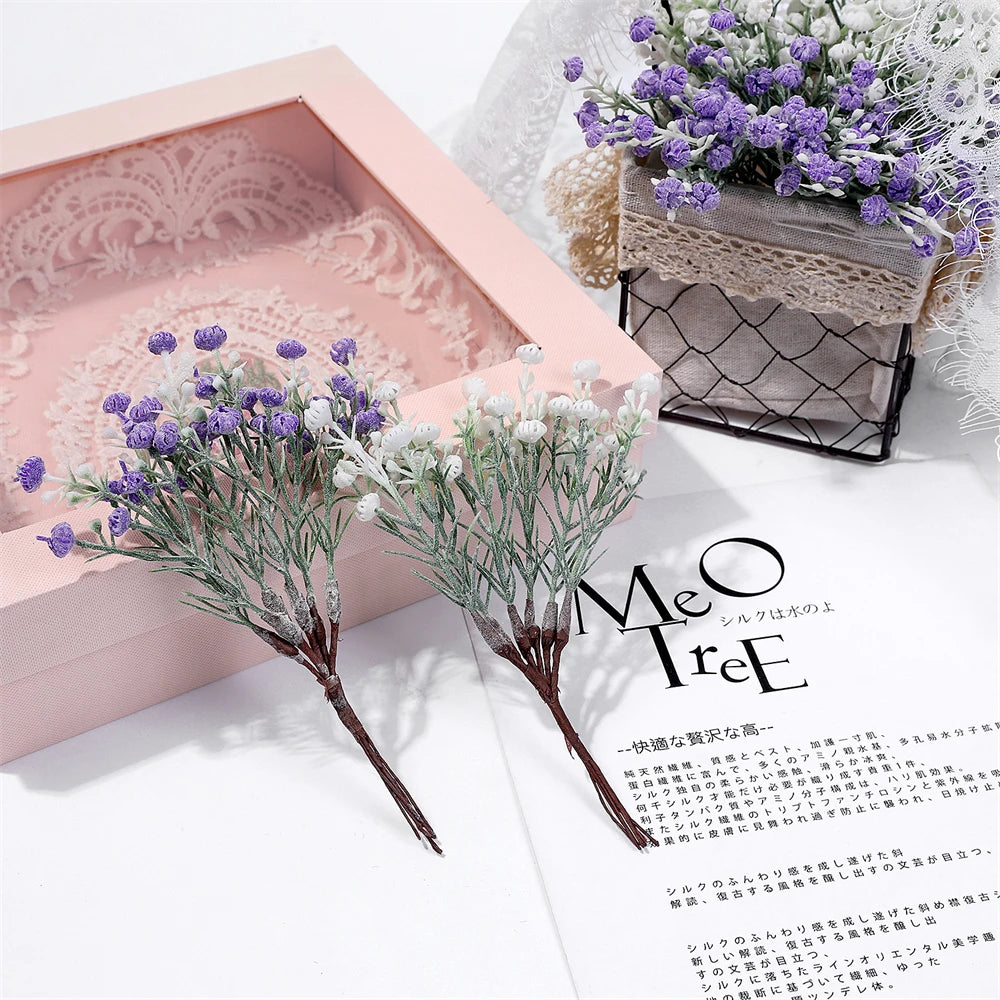 6PCS Artificial Flowers Mini Milan Bouquet Home Decor Plastic Plants
