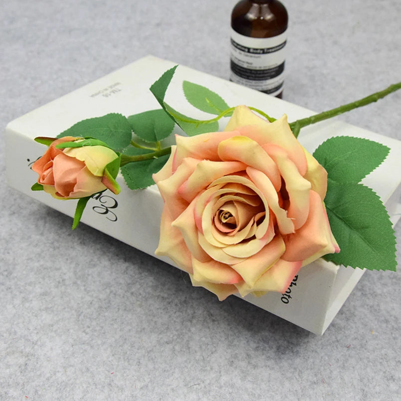 Artificial Flowers Big Silk Roses NEW Beautiful Branch Vase for Home Wedding Decoration Retro Autumn Fake Plants Christmas Decor