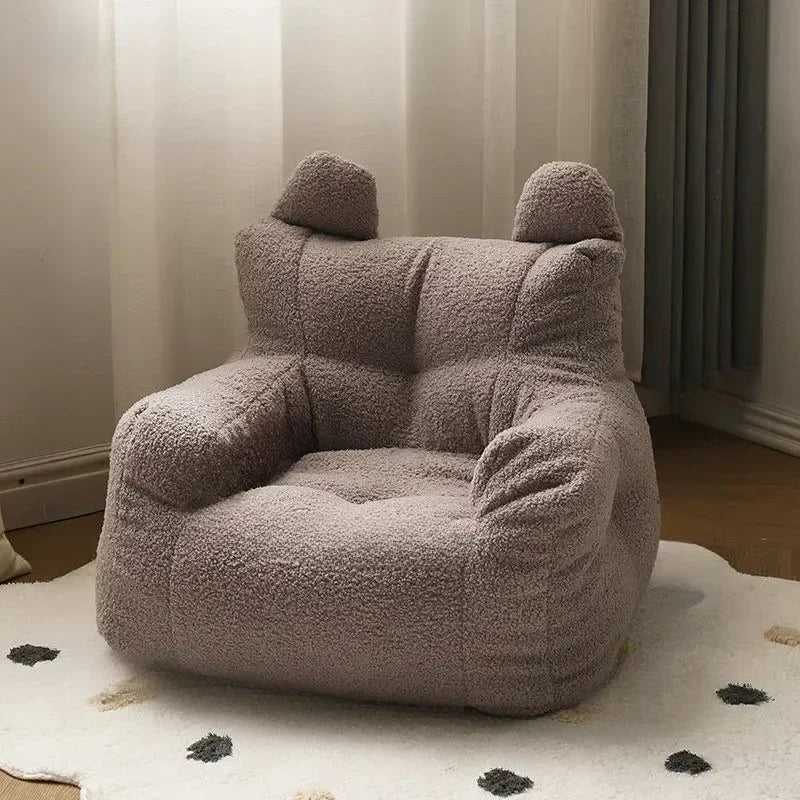 Children's Sofa Baby Reading Lazy Sofa Cotton and Linen Lamb's Wool Fabric Cute Small Sofa Chair Removable and Washable