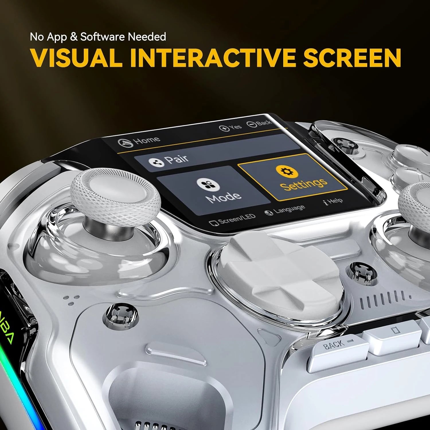 Interactive Wireless Gaming Controller: Hall Effect Stick, RGB Light,