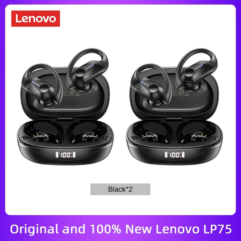 Original Lenovo LP75 TWS Bluetooth V5.3 Headphones Wireless LED Digital Display Earphones Noise Reduction Headset