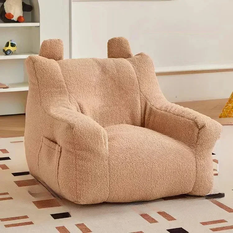 Children's Sofa Baby Reading Lazy Sofa Cotton and Linen Lamb's Wool Fabric Cute Small Sofa Chair Removable and Washable