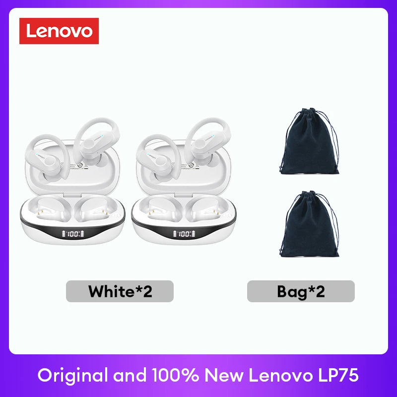 Original Lenovo LP75 TWS Bluetooth V5.3 Headphones Wireless LED Digital Display Earphones Noise Reduction Headset