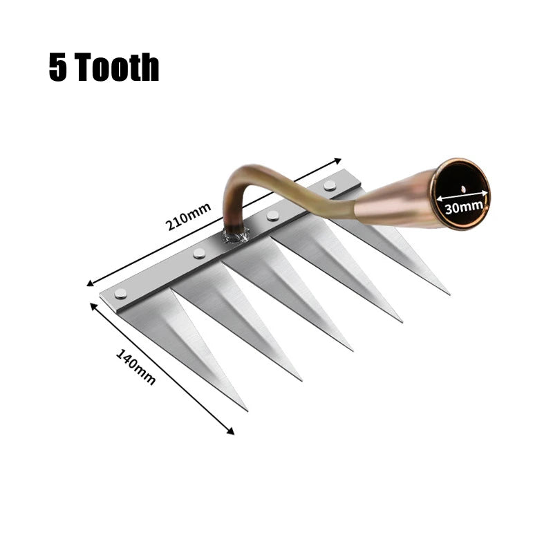 Iron Gardening Hoe Metal Weeding Hoe Rake Garden Weeders Grass Rooting Loose Soil Hand Weeding Removal Puller Gardening Tools