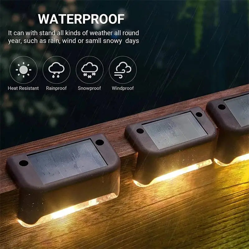 LED Solar Outdoor Garden Light Warm/White Stair Wall Light treet Step Light Waterproof Lighting Decoration For Patio Yard Fence