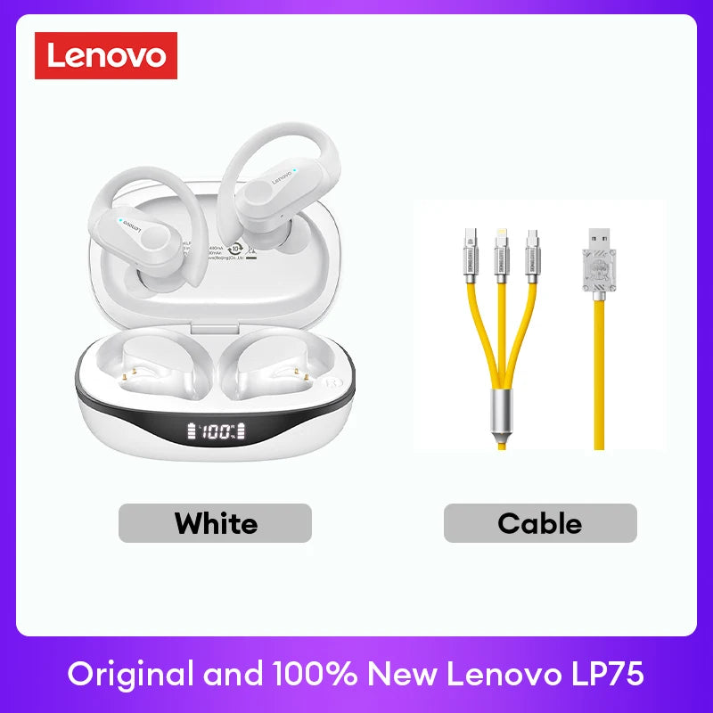 Original Lenovo LP75 TWS Bluetooth V5.3 Headphones Wireless LED Digital Display Earphones Noise Reduction Headset