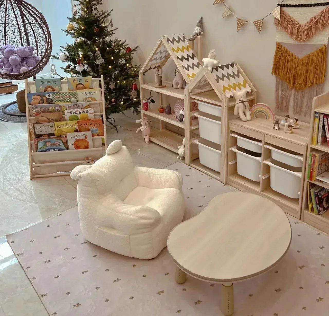 Children's Sofa Baby Reading Lazy Sofa Cotton and Linen Lamb's Wool Fabric Cute Small Sofa Chair Removable and Washable