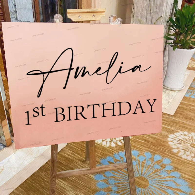 Baby Birthday Party Sign Stickers Custom Texts Big Backdrop Vinyl