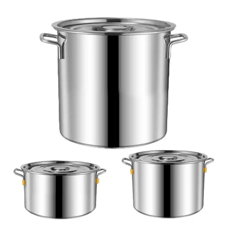Stainless Steel Soup Pot with Lid Large Capacity Stockpot Commercial Cooking Pan Soup Bucket Sauce Pot Water Pitcher Steamer
