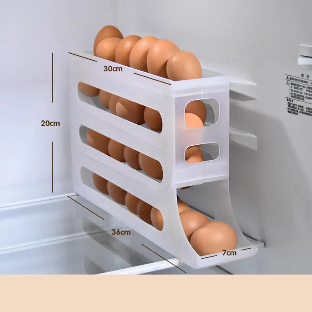 Automatic Scrolling Egg Holder Rack Storage Box Egg Basket Container Organizer Rolldown Refrigerator Egg Dispenser For Kitchen