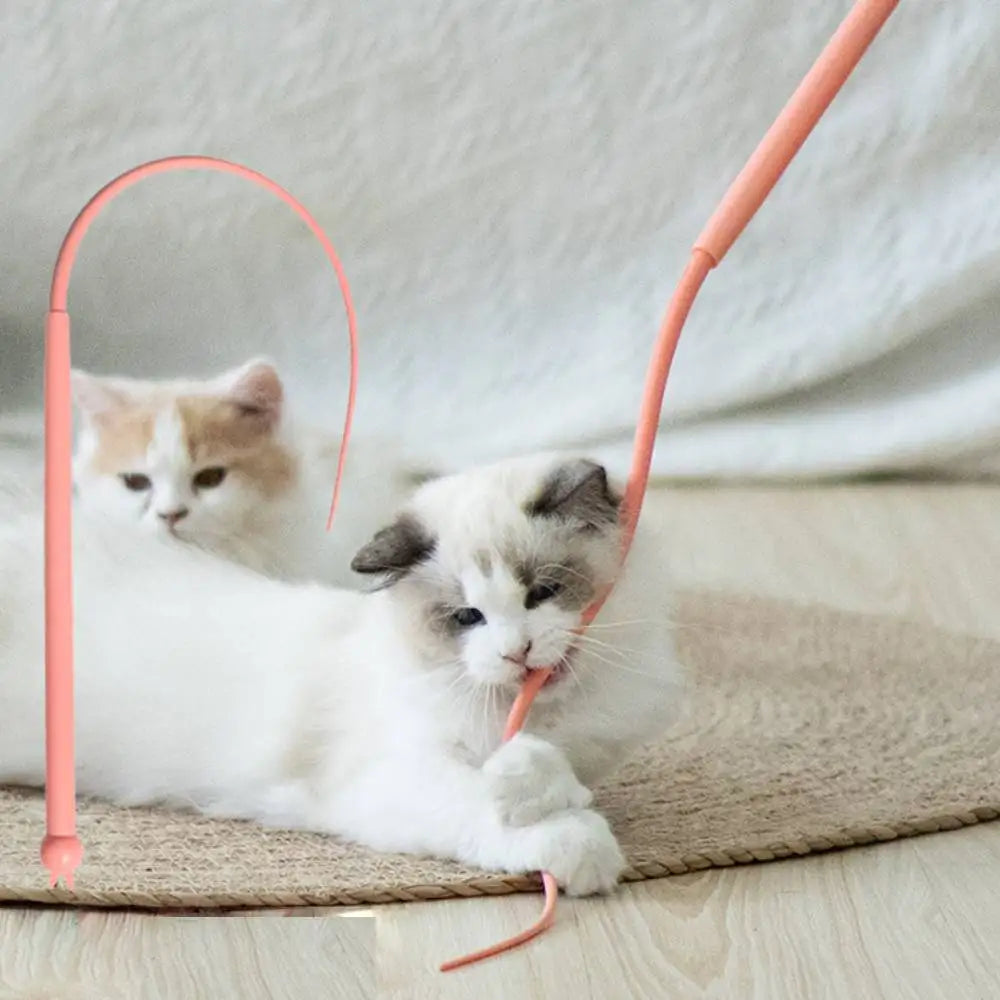 New Simulated Mouse Tail Cat Teaser Funny Stick Cat Toy Silicone Long Pet Interactive Toys for Cats Kitten Hunting Pet Products