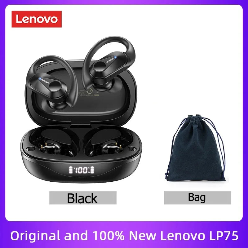 Original Lenovo LP75 TWS Bluetooth V5.3 Headphones Wireless LED Digital Display Earphones Noise Reduction Headset