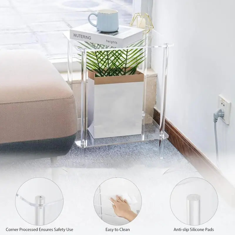Acrylic Side Table/End Table for Living Room, Small Nightstand/Bedside Table for Bedroom, Home Accent Table