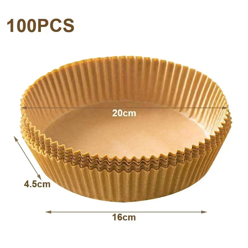50/100PCS Air Fryer Disposable Paper Square Round Baking Paper Barbecue Plate NonStick Mat Kitchen Oven Oil Absorbing Paper Tool