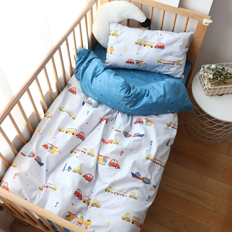 3Pcs Baby Bedding Set For Newborns Star Pattern Kid Bed Linen For Boy Pure Cotton Woven Crib Bedding Duvet Cover Pillocase Sheet