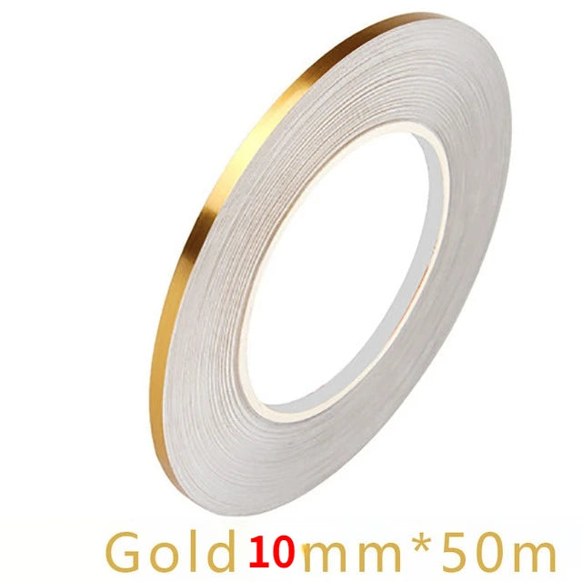 50M Brushed Gold Silver Floor Edging Waterproof Seam Wall Stickers Wall Gap Ceiling Home Decoration Self-adhesive Tile Tape