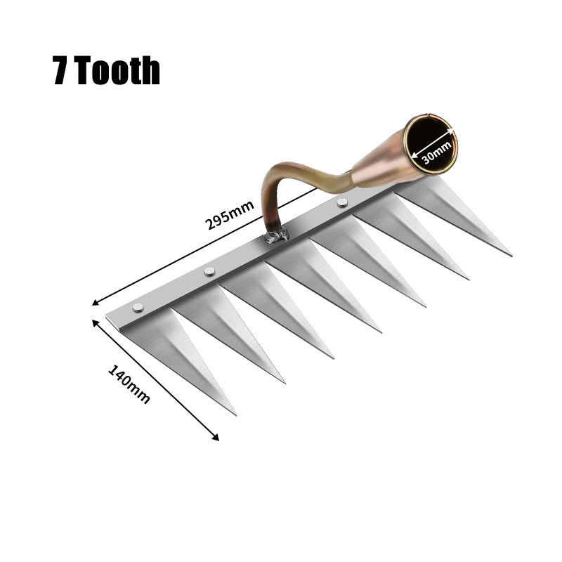 Iron Gardening Hoe Metal Weeding Hoe Rake Garden Weeders Grass Rooting Loose Soil Hand Weeding Removal Puller Gardening Tools