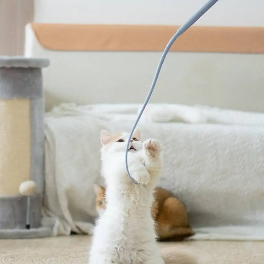 New Simulated Mouse Tail Cat Teaser Funny Stick Cat Toy Silicone Long Pet Interactive Toys for Cats Kitten Hunting Pet Products
