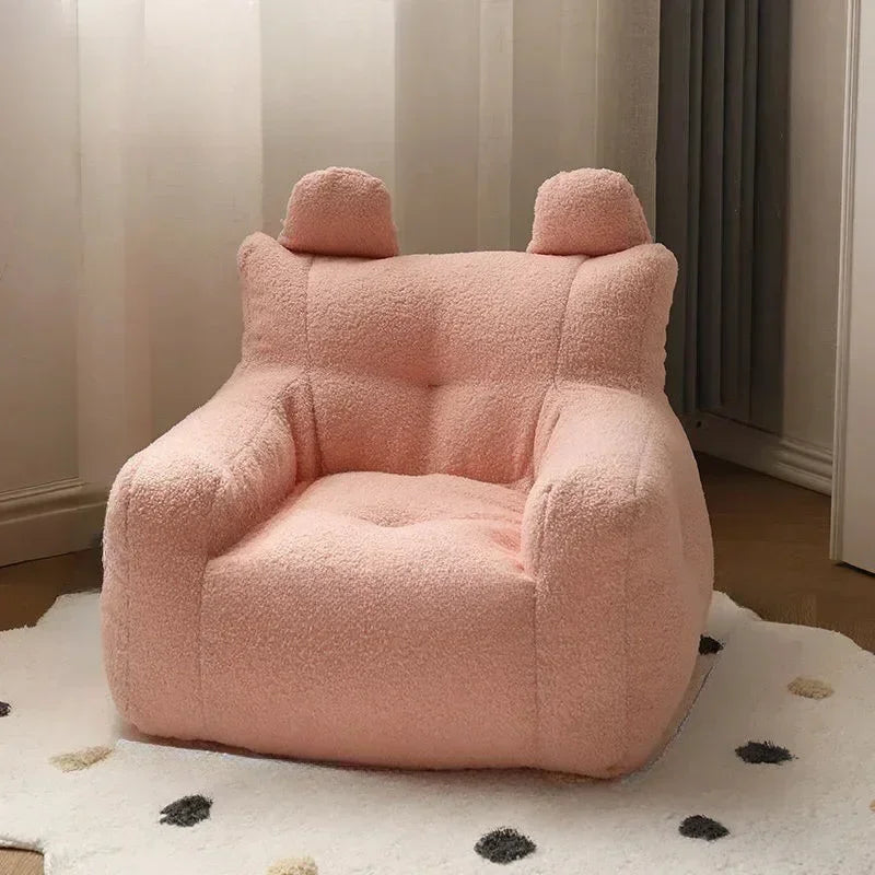 Children's Sofa Baby Reading Lazy Sofa Cotton and Linen Lamb's Wool Fabric Cute Small Sofa Chair Removable and Washable