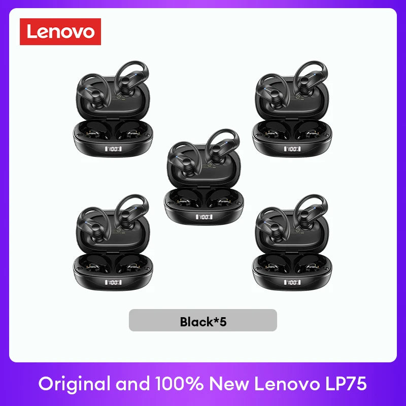 Original Lenovo LP75 TWS Bluetooth V5.3 Headphones Wireless LED Digital Display Earphones Noise Reduction Headset