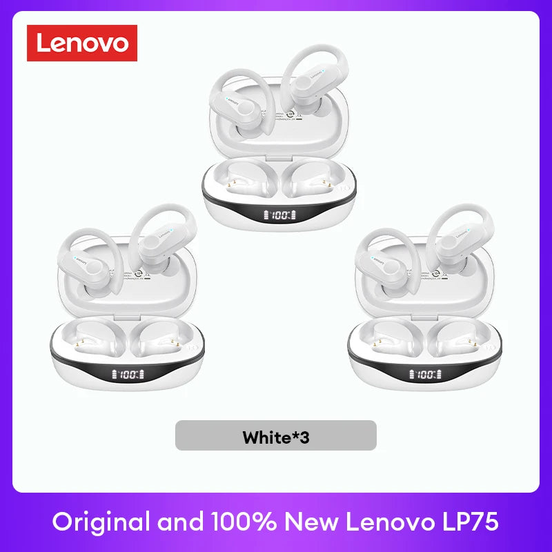 Original Lenovo LP75 TWS Bluetooth V5.3 Headphones Wireless LED Digital Display Earphones Noise Reduction Headset
