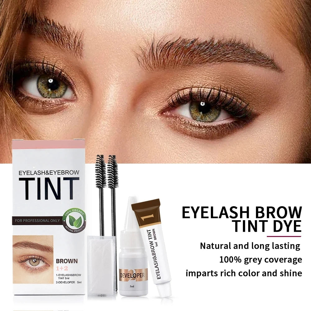 Eyelash & Eyebrow Dye Tint Kit Waterproof 15 Mins Fast Dye Brow Enhance Brow Dye Lash Long Lasting Permanent Makeup Tools