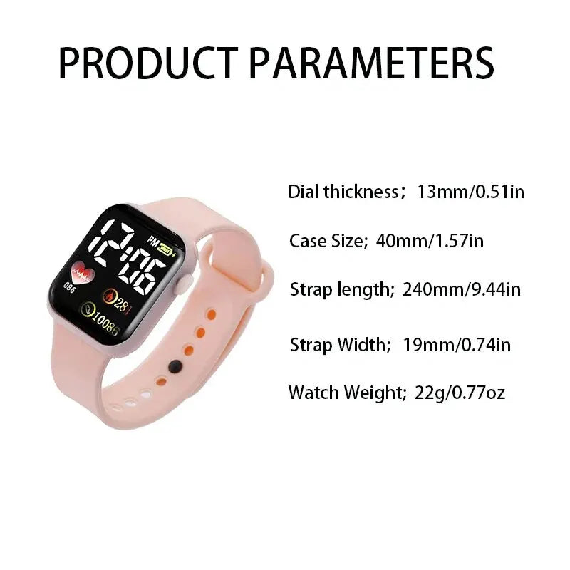 2Pcs/set Love Small Square Lovers Fashion Watch Sports LED Electronic Watch