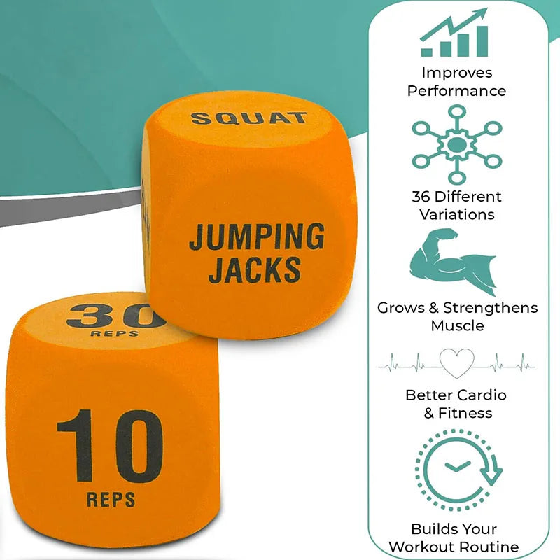 2pk Fitness Exercise Dice for Cardio HIIT Exercise Classes  Fun Fitness Dice Convenient Portable Gym Accessories Whole Body