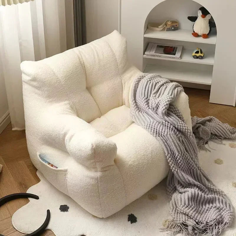 Children's Sofa Baby Reading Lazy Sofa Cotton and Linen Lamb's Wool Fabric Cute Small Sofa Chair Removable and Washable