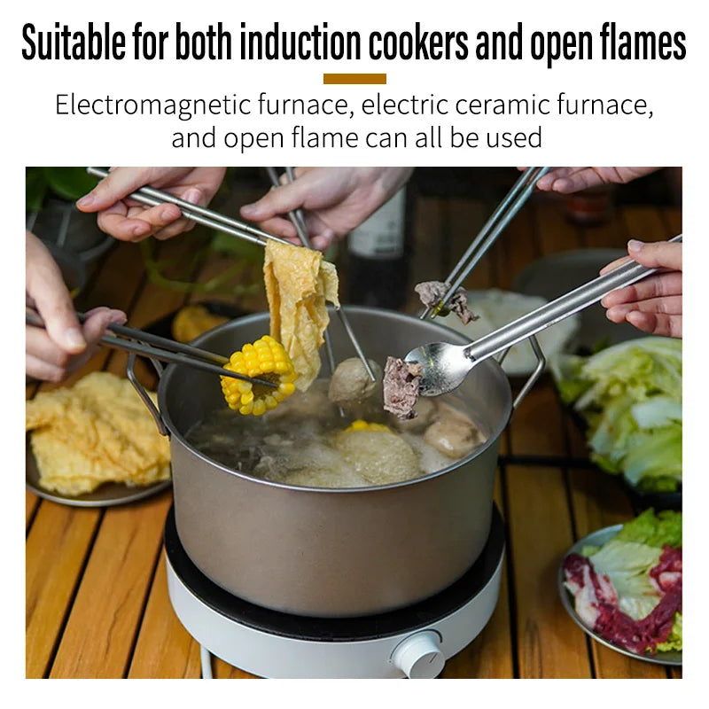 TiTo 5L Non-toxic Cooker Titanium Pot Camping Cooking Soup Pot with Lid Folding Handle Hiking Picnic Cookware Portable Stockpot