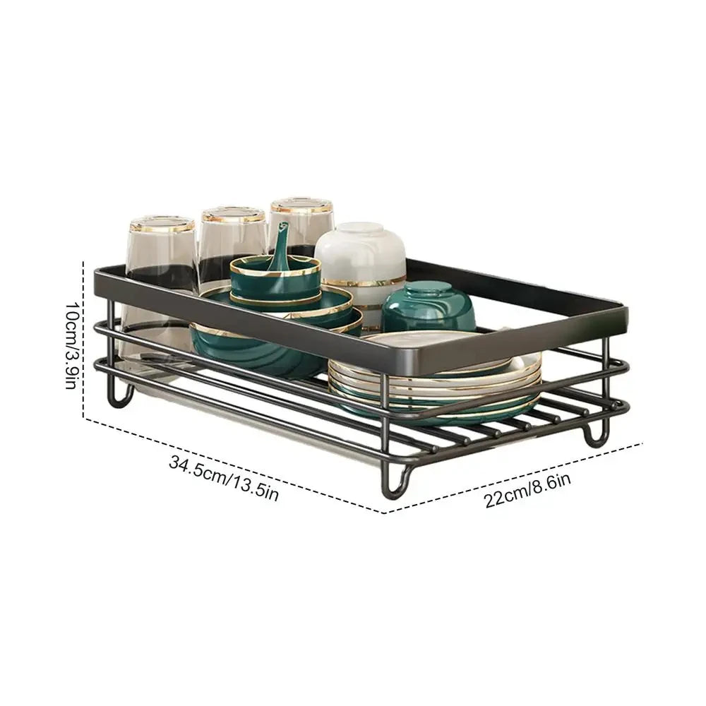 Dish Drying Rack Adjustable Kitchen Plates Organizer with Drainboard Over Sink Countertop Cutlery Storage Holder