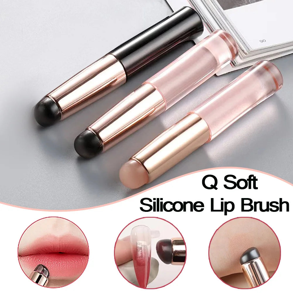 Upgrade Silicone Lip And Concealer Makeup Brushes Pink Silicone Brush For Lip Balm Lip Gloss Lip Stick MultiFunction Brush