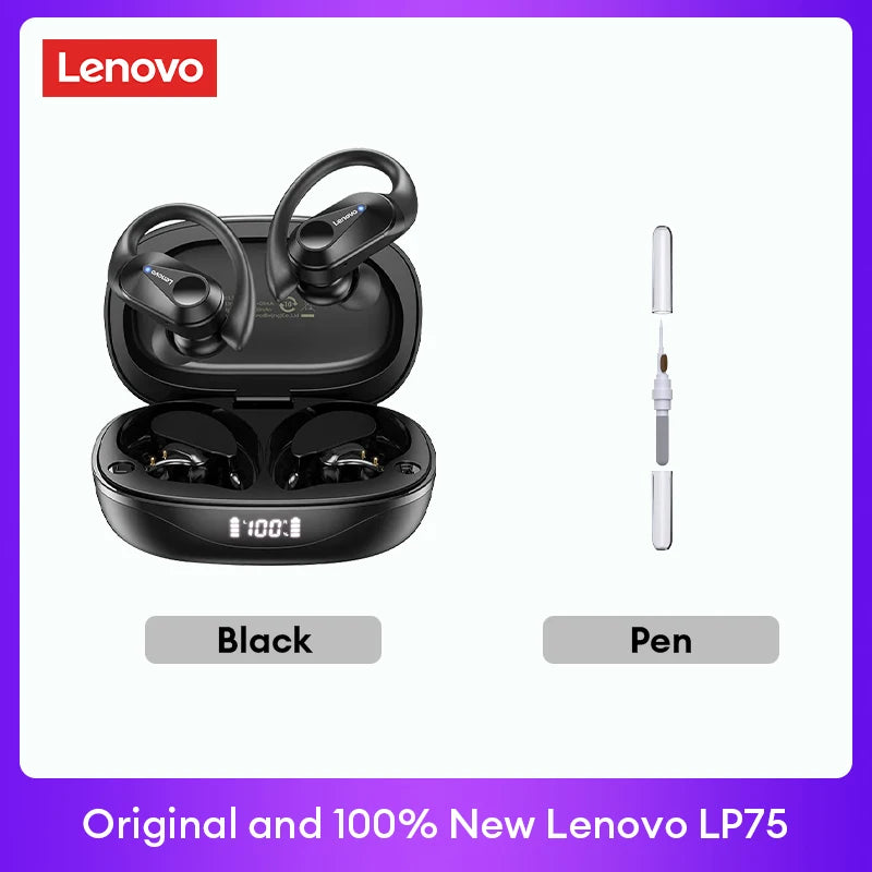 Original Lenovo LP75 TWS Bluetooth V5.3 Headphones Wireless LED Digital Display Earphones Noise Reduction Headset