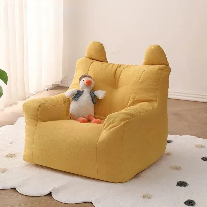 Children's Sofa Baby Reading Lazy Sofa Cotton and Linen Lamb's Wool Fabric Cute Small Sofa Chair Removable and Washable