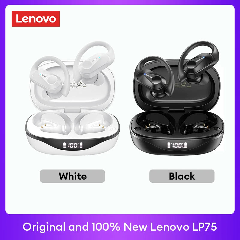 Original Lenovo LP75 TWS Bluetooth V5.3 Headphones Wireless LED Digital Display Earphones Noise Reduction Headset