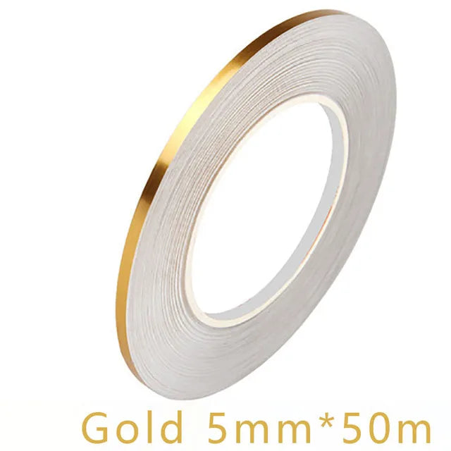 50M Brushed Gold Silver Floor Edging Waterproof Seam Wall Stickers Wall Gap Ceiling Home Decoration Self-adhesive Tile Tape