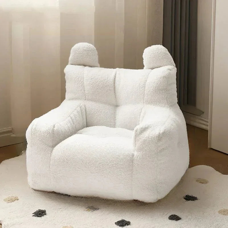 Children's Sofa Baby Reading Lazy Sofa Cotton and Linen Lamb's Wool Fabric Cute Small Sofa Chair Removable and Washable