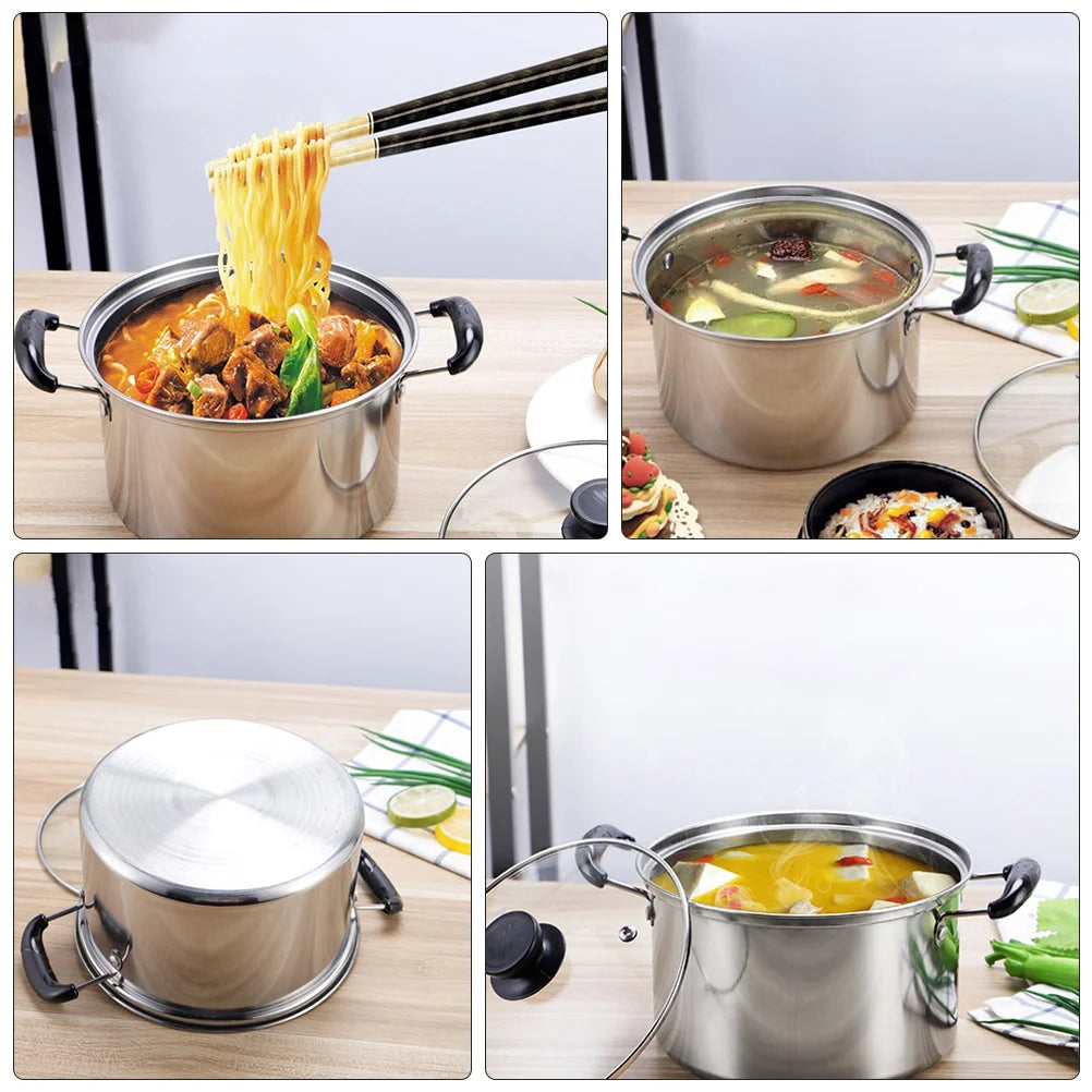 Pot Stainless Cooking Steel Soup Lid Stock Pasta Pan Kitchen Saucepan Cookware Stew Steamer Noodle Stockpot Boiling Noodles