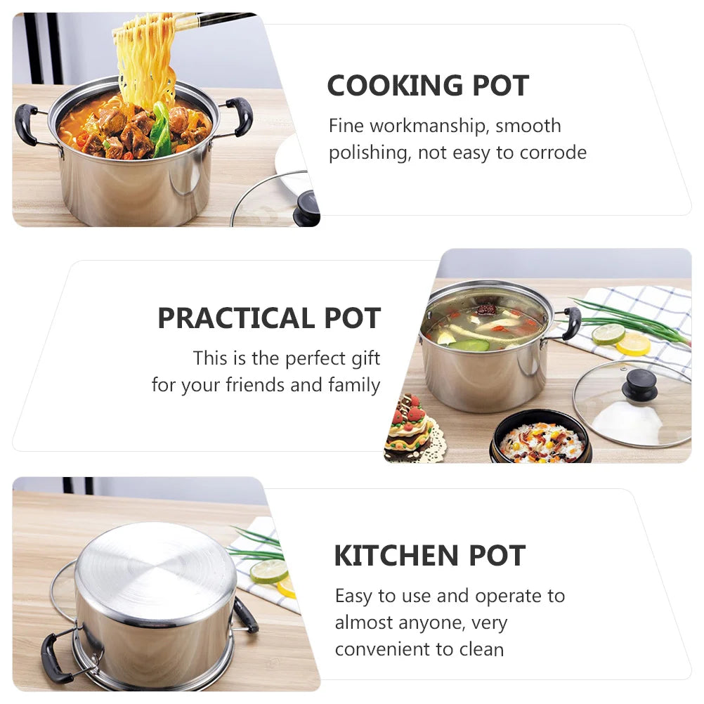 Pot Stainless Cooking Steel Soup Lid Stock Pasta Pan Kitchen Saucepan Cookware Stew Steamer Noodle Stockpot Boiling Noodles