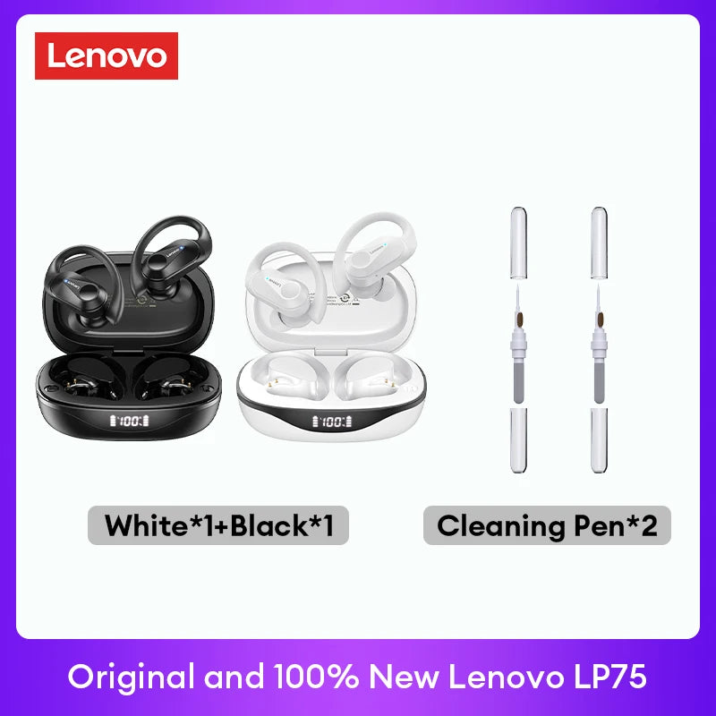 Original Lenovo LP75 TWS Bluetooth V5.3 Headphones Wireless LED Digital Display Earphones Noise Reduction Headset