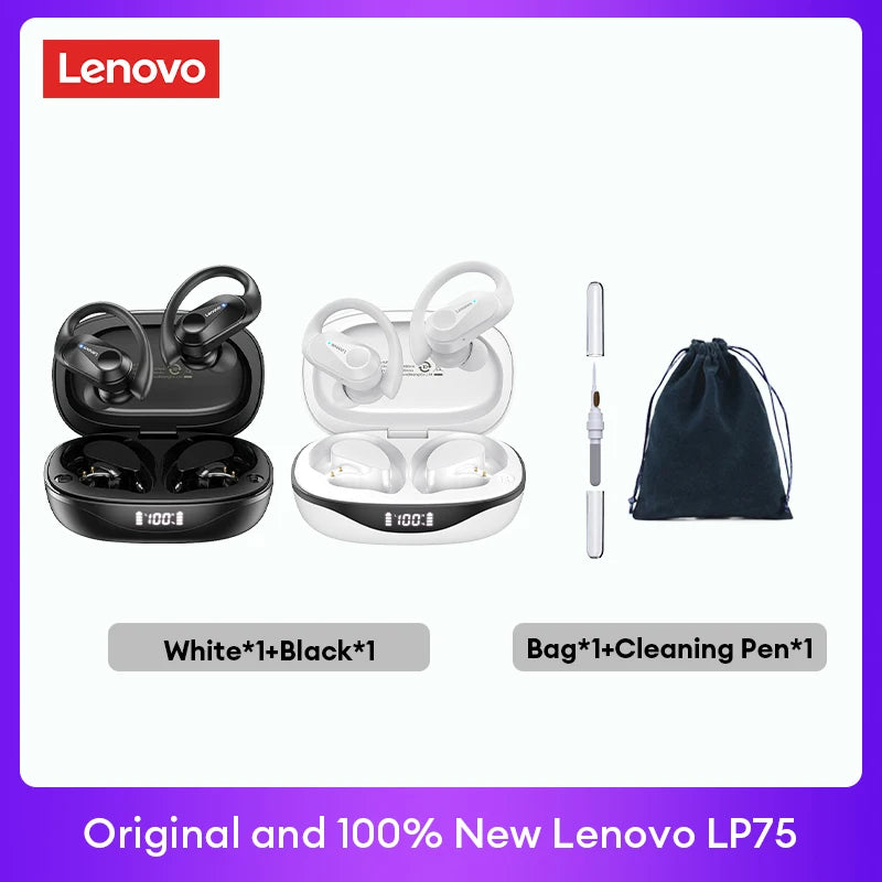 Original Lenovo LP75 TWS Bluetooth V5.3 Headphones Wireless LED Digital Display Earphones Noise Reduction Headset