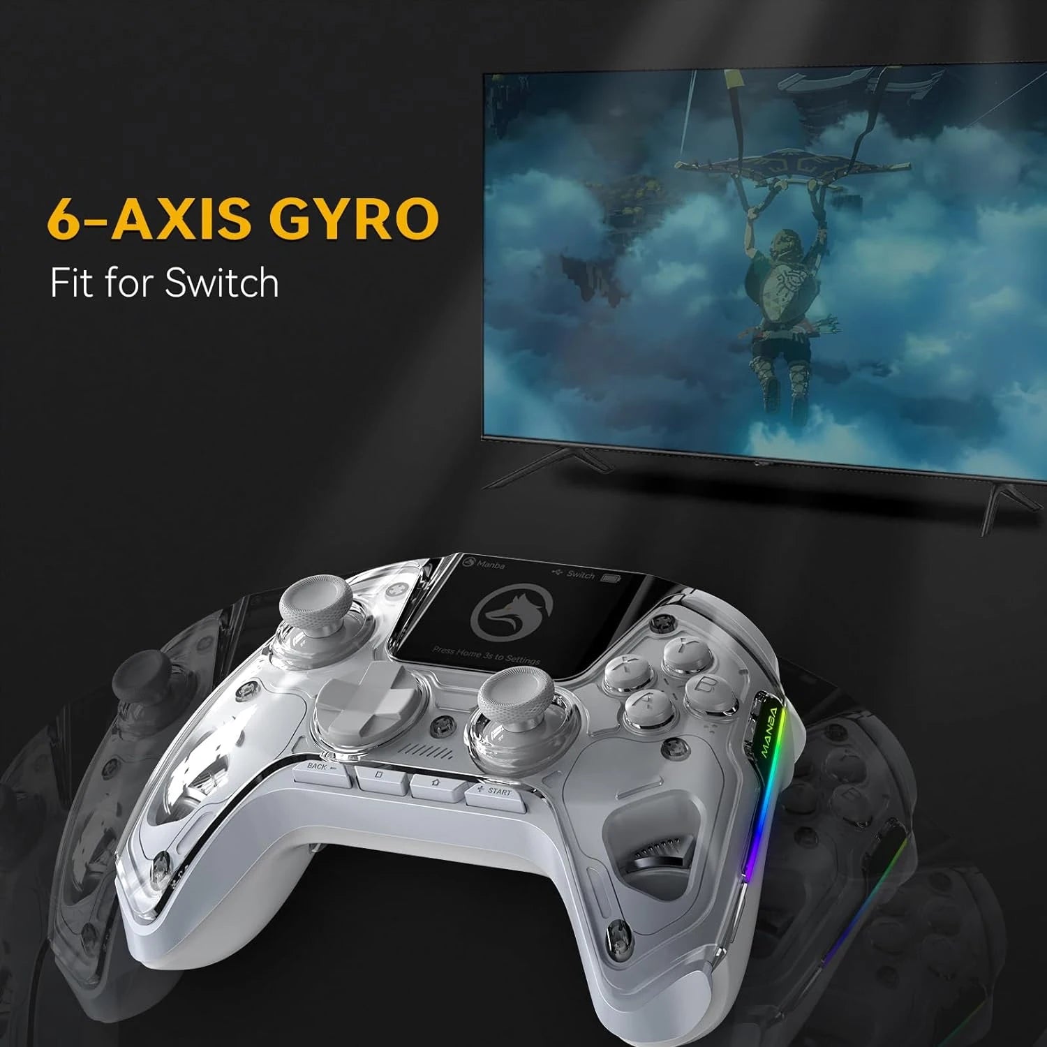 Interactive Wireless Gaming Controller: Hall Effect Stick, RGB Light,